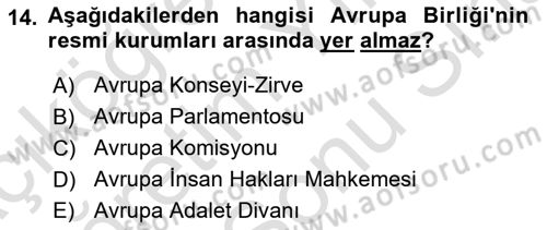 Uluslararası İlişkilere Giriş Dersi 2025 - 2026 Yılı (Final) Dönem Sonu Sınav Soruları 14. Soru