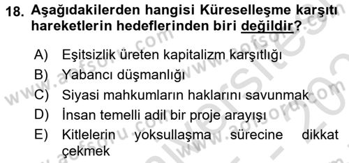 Uluslararası İlişkilere Giriş Dersi 2025 - 2026 Yılı (Final) Dönem Sonu Sınav Soruları 18. Soru