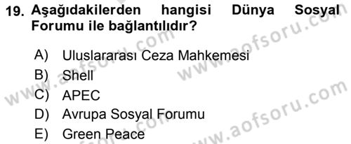 Uluslararası İlişkilere Giriş Dersi 2025 - 2026 Yılı (Final) Dönem Sonu Sınav Soruları 19. Soru