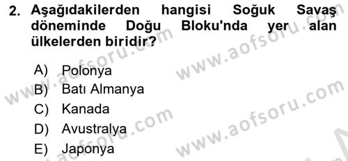 Uluslararası İlişkilere Giriş Dersi 2025 - 2026 Yılı (Final) Dönem Sonu Sınav Soruları 2. Soru