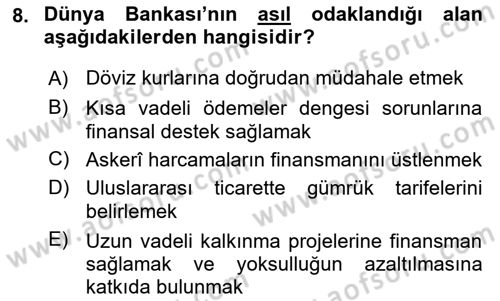Uluslararası İlişkilere Giriş Dersi 2025 - 2026 Yılı (Final) Dönem Sonu Sınav Soruları 8. Soru