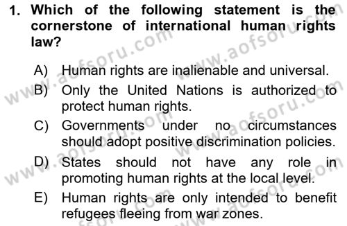 Introduction to International Relations Dersi Ara Sınavı Deneme Sınav Soruları 1. Soru