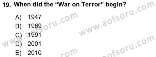 Introduction to International Relations Dersi Ara Sınavı Deneme Sınav Soruları 19. Soru