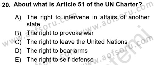 Introduction to International Relations Dersi 2017 - 2018 Yılı (Vize) Ara Sınav Soruları 20. Soru