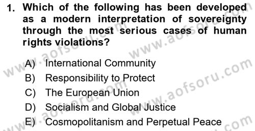Introduction to International Relations Dersi 2017 - 2018 Yılı (Final) Dönem Sonu Sınav Soruları 1. Soru