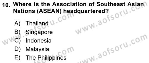Introduction to International Relations Dersi 2017 - 2018 Yılı (Final) Dönem Sonu Sınav Soruları 10. Soru