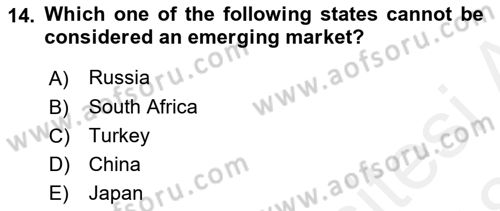 Introduction to International Relations Dersi 2017 - 2018 Yılı (Final) Dönem Sonu Sınav Soruları 14. Soru