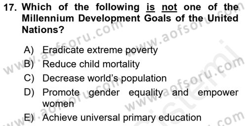 Introduction to International Relations Dersi 2017 - 2018 Yılı (Final) Dönem Sonu Sınav Soruları 17. Soru