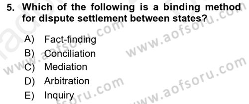 Introduction to International Relations Dersi 2017 - 2018 Yılı (Final) Dönem Sonu Sınav Soruları 5. Soru