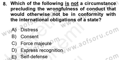 Introduction to International Relations Dersi 2017 - 2018 Yılı (Final) Dönem Sonu Sınav Soruları 8. Soru