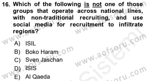 Introduction to International Relations Dersi Ara Sınavı Deneme Sınav Soruları 16. Soru