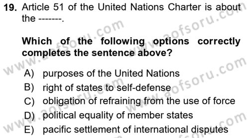 Introduction to International Relations Dersi Ara Sınavı Deneme Sınav Soruları 19. Soru