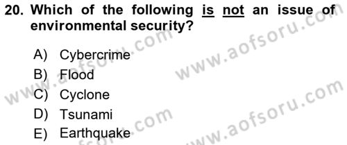 Introduction to International Relations Dersi Ara Sınavı Deneme Sınav Soruları 20. Soru