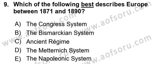 Introduction to International Relations Dersi Ara Sınavı Deneme Sınav Soruları 9. Soru