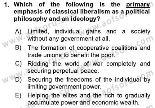 Introduction to International Relations Dersi 2018 - 2019 Yılı (Final) Dönem Sonu Sınav Soruları 1. Soru