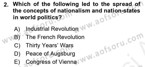 Introduction to International Relations Dersi 2018 - 2019 Yılı (Final) Dönem Sonu Sınav Soruları 2. Soru