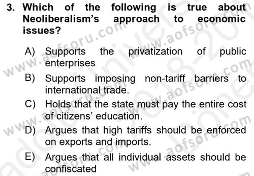 Introduction to International Relations Dersi 2018 - 2019 Yılı (Final) Dönem Sonu Sınav Soruları 3. Soru