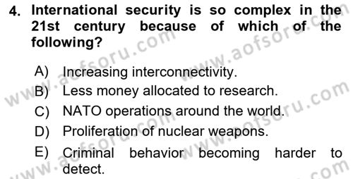 Introduction to International Relations Dersi 2018 - 2019 Yılı (Final) Dönem Sonu Sınav Soruları 4. Soru