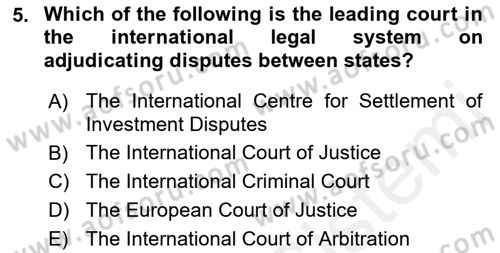Introduction to International Relations Dersi 2018 - 2019 Yılı (Final) Dönem Sonu Sınav Soruları 5. Soru