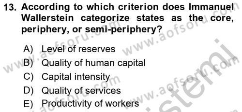 Introduction to International Relations Dersi 2018 - 2019 Yılı Yaz Okulu Sınav Soruları 13. Soru