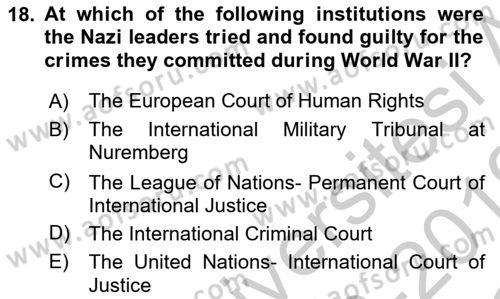 Introduction to International Relations Dersi 2018 - 2019 Yılı Yaz Okulu Sınav Soruları 18. Soru