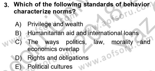 Introduction to International Relations Dersi 2018 - 2019 Yılı Yaz Okulu Sınav Soruları 3. Soru