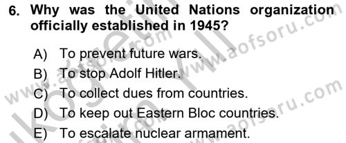 Introduction to International Relations Dersi 2018 - 2019 Yılı Yaz Okulu Sınav Soruları 6. Soru