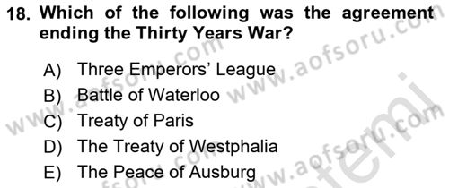 Introduction to International Relations Dersi 2019 - 2020 Yılı (Vize) Ara Sınav Soruları 18. Soru