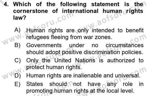 Introduction to International Relations Dersi Ara Sınavı Deneme Sınav Soruları 4. Soru