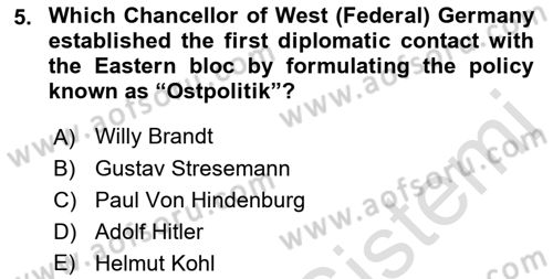 Introduction to International Relations Dersi Ara Sınavı Deneme Sınav Soruları 5. Soru