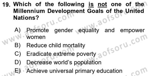 Introduction to International Relations Dersi 2019 - 2020 Yılı (Final) Dönem Sonu Sınav Soruları 19. Soru