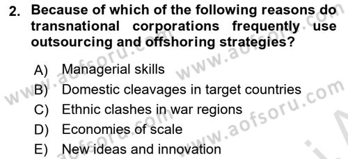 Introduction to International Relations Dersi 2019 - 2020 Yılı (Final) Dönem Sonu Sınav Soruları 2. Soru