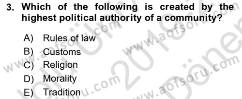 Introduction to International Relations Dersi 2019 - 2020 Yılı (Final) Dönem Sonu Sınav Soruları 3. Soru