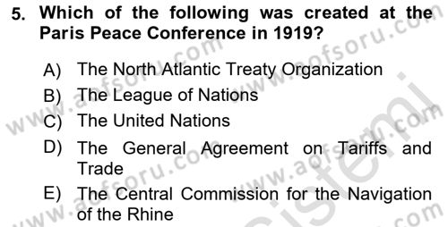 Introduction to International Relations Dersi 2019 - 2020 Yılı (Final) Dönem Sonu Sınav Soruları 5. Soru