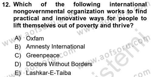 Introduction to International Relations Dersi 2020 - 2021 Yılı Yaz Okulu Sınav Soruları 12. Soru