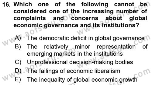 Introduction to International Relations Dersi 2020 - 2021 Yılı Yaz Okulu Sınav Soruları 16. Soru