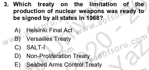 Introduction to International Relations Dersi 2020 - 2021 Yılı Yaz Okulu Sınav Soruları 3. Soru