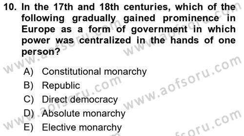 Introduction to International Relations Dersi Ara Sınavı Deneme Sınav Soruları 10. Soru