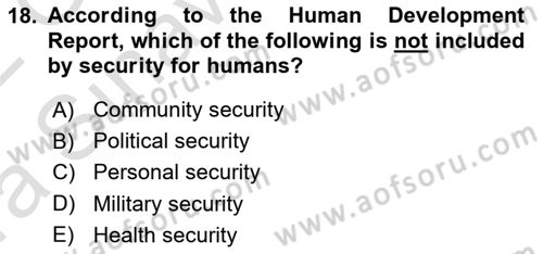Introduction to International Relations Dersi Ara Sınavı Deneme Sınav Soruları 18. Soru