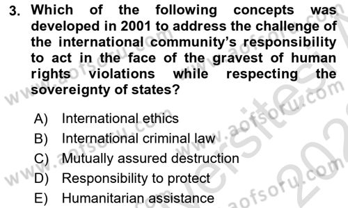 Introduction to International Relations Dersi Ara Sınavı Deneme Sınav Soruları 3. Soru