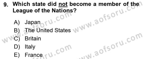 Introduction to International Relations Dersi Ara Sınavı Deneme Sınav Soruları 9. Soru