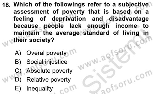 Introduction to International Relations Dersi 2021 - 2022 Yılı (Final) Dönem Sonu Sınav Soruları 18. Soru