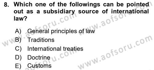 Introduction to International Relations Dersi 2021 - 2022 Yılı (Final) Dönem Sonu Sınav Soruları 8. Soru
