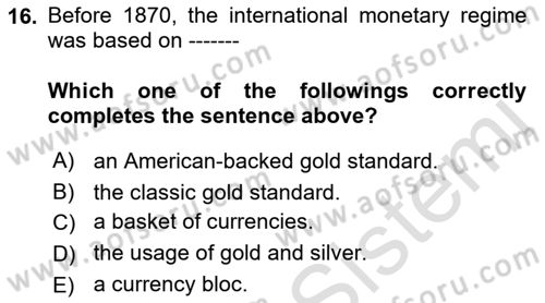 Introduction to International Relations Dersi 2021 - 2022 Yılı Yaz Okulu Sınav Soruları 16. Soru