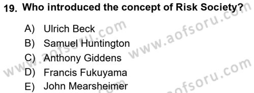 Introduction to International Relations Dersi 2021 - 2022 Yılı Yaz Okulu Sınav Soruları 19. Soru