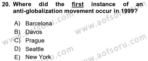 Introduction to International Relations Dersi 2021 - 2022 Yılı Yaz Okulu Sınav Soruları 20. Soru