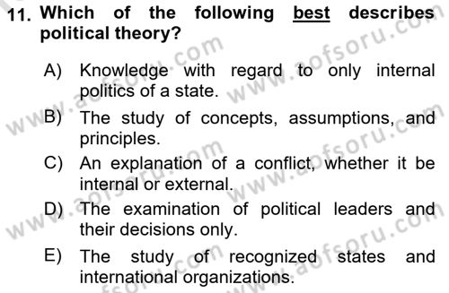 Introduction to International Relations Dersi Ara Sınavı Deneme Sınav Soruları 11. Soru
