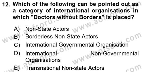 Introduction to International Relations Dersi 2022 - 2023 Yılı (Final) Dönem Sonu Sınav Soruları 12. Soru