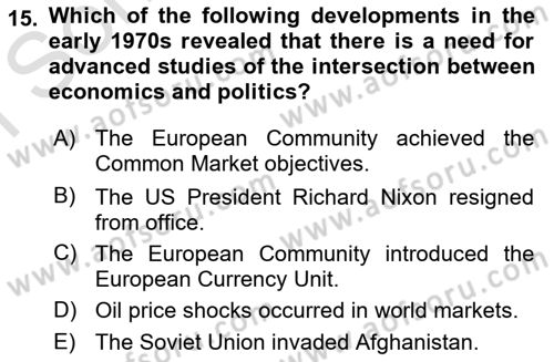 Introduction to International Relations Dersi 2022 - 2023 Yılı (Final) Dönem Sonu Sınav Soruları 15. Soru