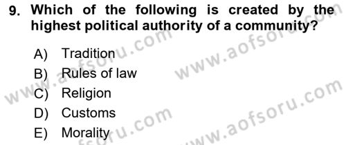 Introduction to International Relations Dersi 2022 - 2023 Yılı (Final) Dönem Sonu Sınav Soruları 9. Soru